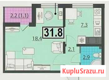 1-комнатная квартира, 31.8 м², 5/22 эт. на продажу в Санкт-Петербурге Санкт-Петербург - изображение 1