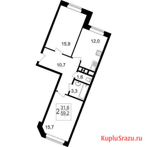 2-комнатная квартира, 59.2 м², 1/7 эт. на продажу в Мытищах Мытищи - изображение 1