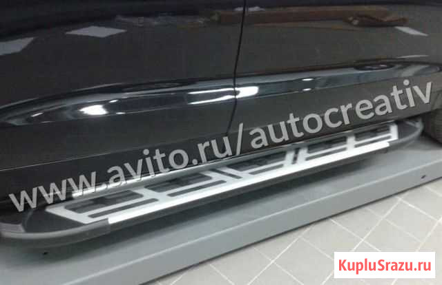 Пороги алюминиевые Corund Silver на Хендай Крета Набережные Челны - изображение 1