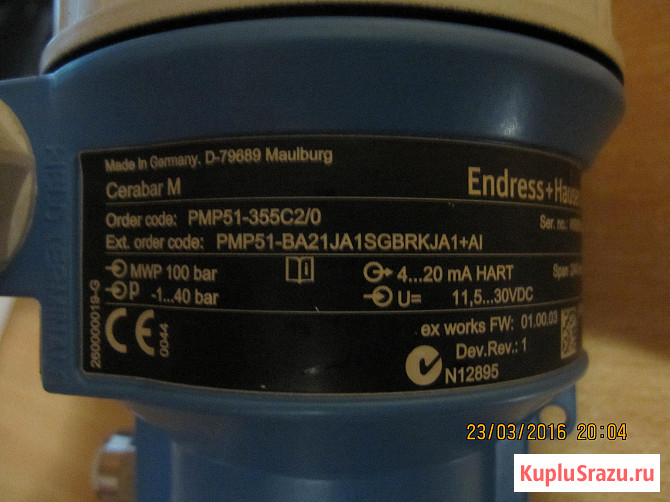 Датчик давления Endress Hauser PMP-51-355c 2/0.1-40 Бар Белгород - изображение 3