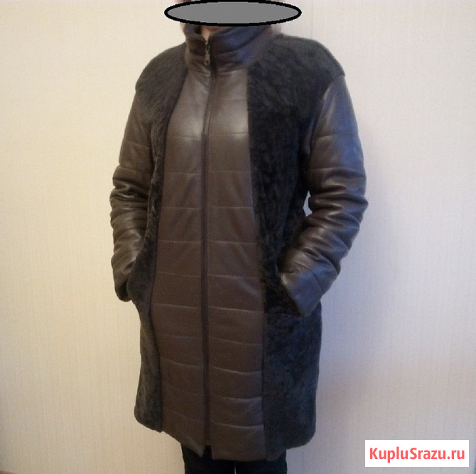 Женское, зимнее, кожаное пальто с натуральным мехом ягненка Дмитров - изображение 1