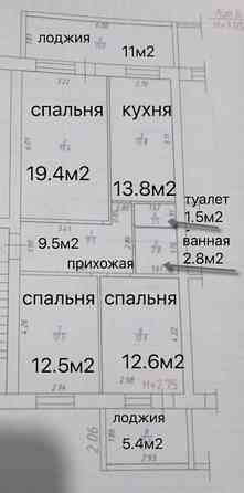 3-комнатная квартира, 90.5 м², 4/5 эт. на продажу в Анапе Анапа