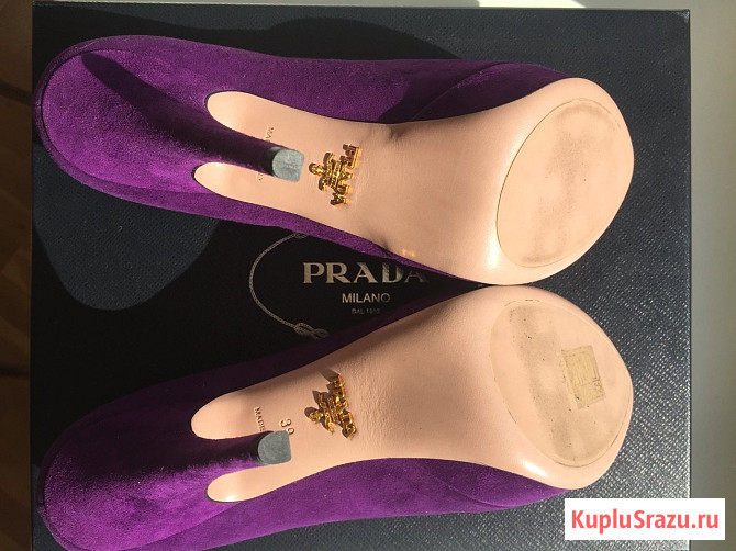 Туфли новые prada италия 39 размер замша сиреневые фиолетовые платформа Москва - изображение 3