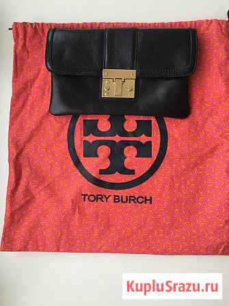 Клатч tory burch черный кожа сумка женская аксессуар оригинал кожаная бренд Москва - изображение 1