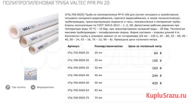 Трубы полипропиленовые valtec Белогорск - изображение 1
