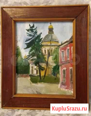 Картина Городской пейзаж с часовней 80-е Ленинград Малое Верево - изображение 1