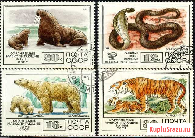 Марки Животные, СССР - 1977г. Зоопарк (4 марки) Павловский Посад - изображение 1