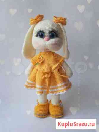 Зайка Кнопочка, вязаная игрушка Курск