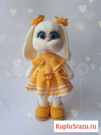 Зайка Кнопочка, вязаная игрушка Курск - изображение 1