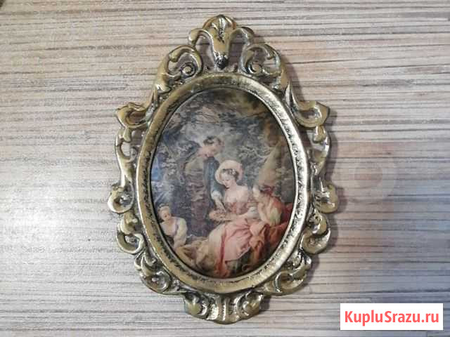Картина-медальон.13*9,5см шелкография.рамка-бронза Горно-Алтайск - изображение 1