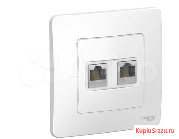 Розетка двойная компьютерная RJ45, кат.5E, белый Казань - изображение 1