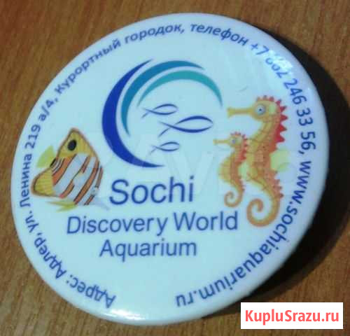 Значок Sochi Discovery World Agwarium,магниты на х Астрахань - изображение 1