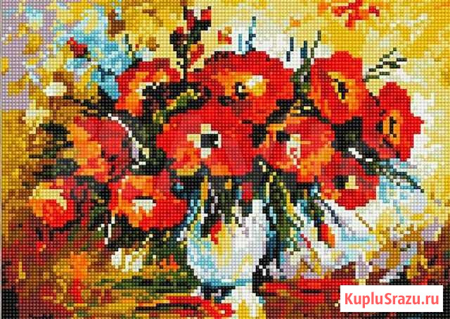Алмазная мозаика Букет маков 30х40 (круглая) Курск - изображение 1