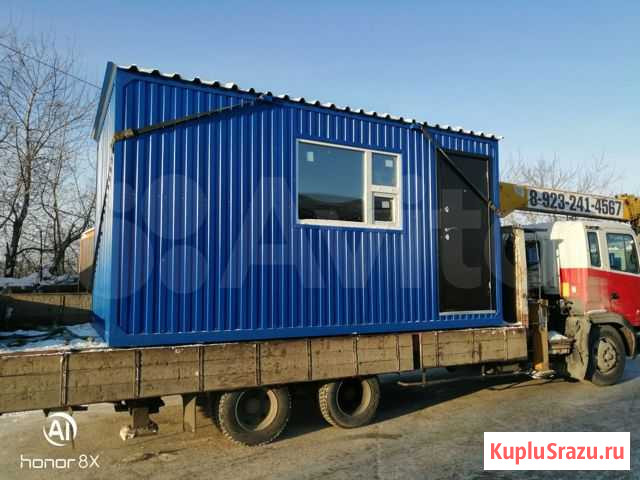 Вагончик бытовка (2,4х5м) синяя с большим окном Новосибирск - изображение 1