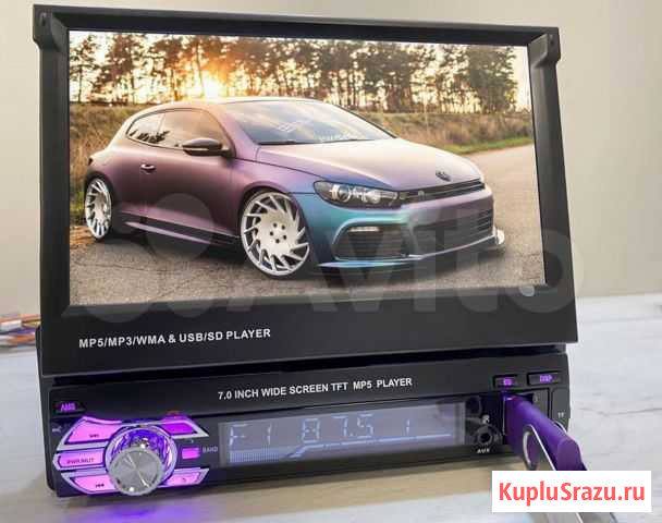 Автомагнитола выдвижной экран, Блютуз, USB, AUX Санкт-Петербург - изображение 1