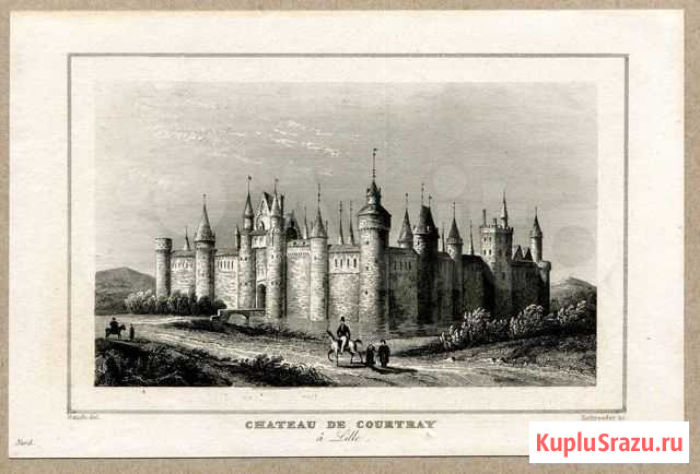 Франция Дворец Крепость Замок Гравюра 1833 год Казань - изображение 1