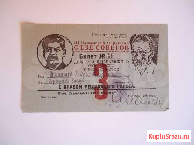 Билеты делегата Нарым Томск 1930 е гг Томск - изображение 1