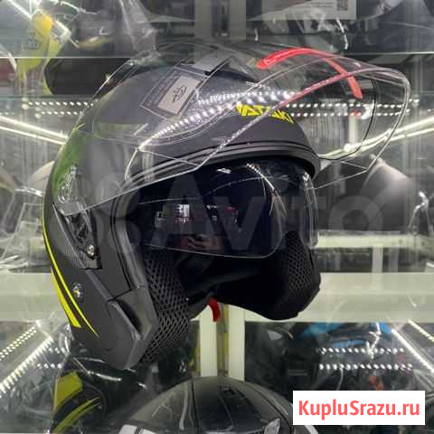 Шлем открытый со стеклом Ataki JK526 Stripe Тверь - изображение 1