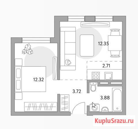 2-комнатная квартира, 34.98 м², 6/6 эт. на продажу в Красногорске Московской области Красногорск - изображение 1
