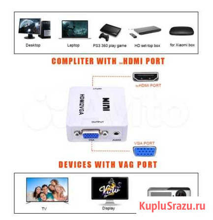 Hdmi to VGA адаптер, VGA to Hdmi HDVideo converter Тула - изображение 1