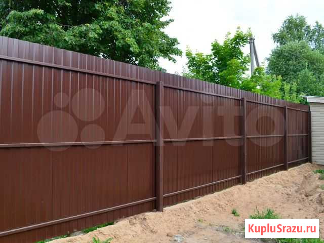 Установка забора из профнастила Забор из профлиста Талдом - изображение 1