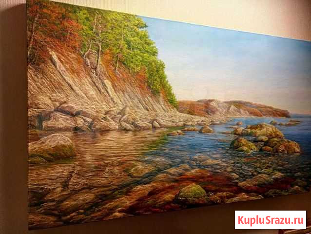 Картина холст масло “Скалистый берег. Черное море Туапсе - изображение 1