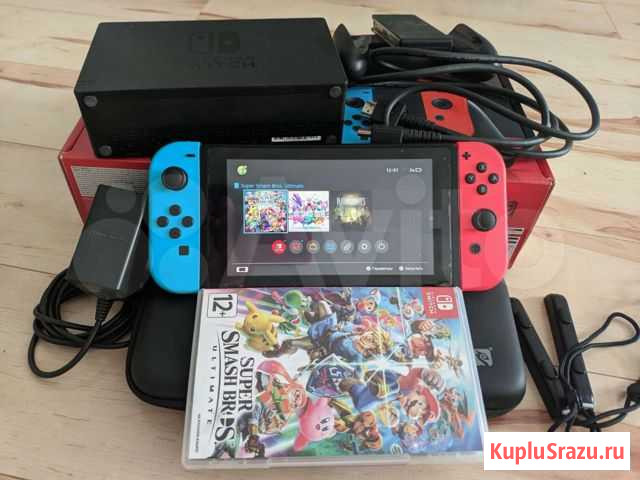 Nintendo switch 2 REV + 3 игры + sd 16GB + чехол Красноярск - изображение 1