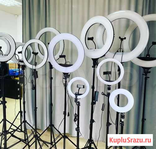 Кольцевая лампа + штатив 16/26/32/33/36/45/54 см Томск - изображение 1