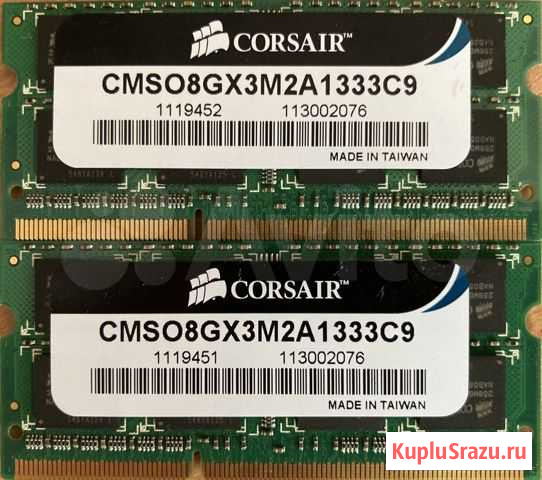 Оперативная память DDR3 Corsair 8Gb 1333Mhz Тюмень - изображение 1