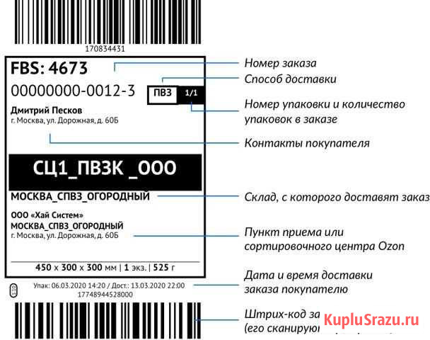 Печать термоэтикеток 75х120 для Ozon Сосновый Бор - изображение 1