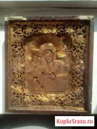 Старинная икона бм Троеручица Казань