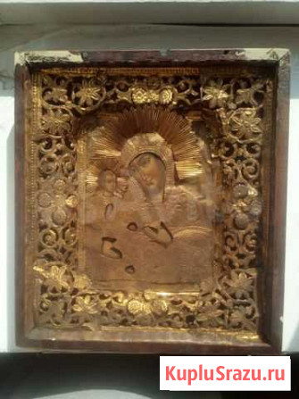 Старинная икона бм Троеручица Казань - изображение 1