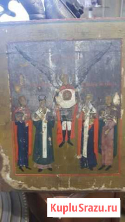 Икона старинная Собор Архангела Михаила,на серебре Курган - изображение 1