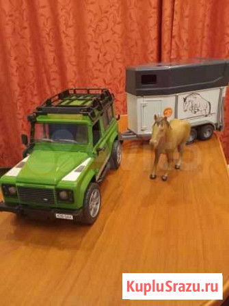 Машина Land rover + прицеп с лошадью bruder Нерехта - изображение 1