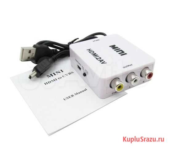 Переходник 3RCA гнездо вход AV - hdmi гнездо выход Красноярск - изображение 1