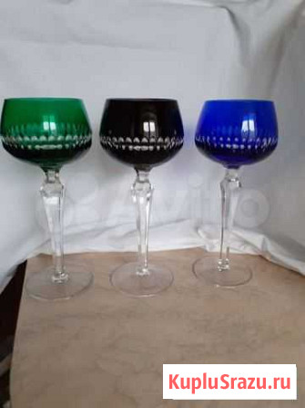 Фужеры германия непользованые 3 штуки высота 19 см Коммунарка - изображение 1