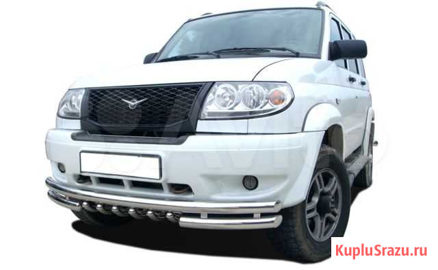 Защита бампера Акула 76/60/42 мм УАЗ Patriot 2005 Ахтубинск - изображение 1