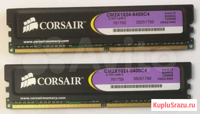 Память DDR2 Corsair 1GB (2шт) Новосибирск - изображение 1