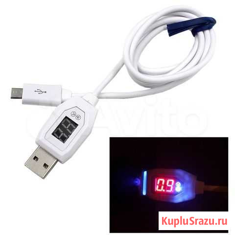Кабель USB - microUSB c цифровым тестером Серов - изображение 1