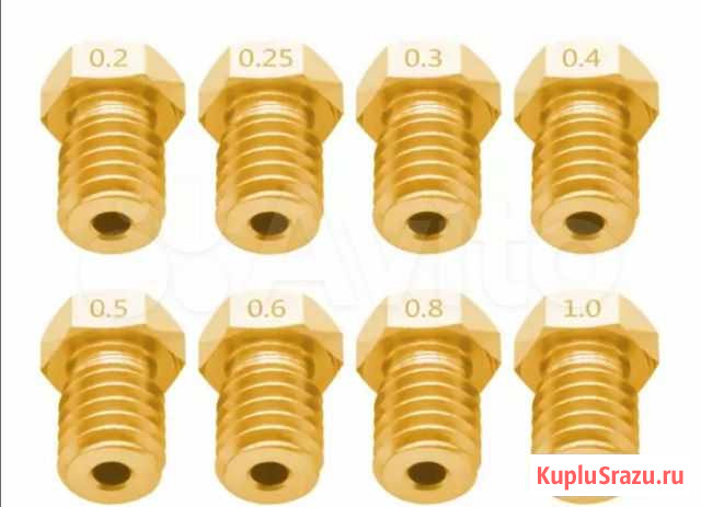 Сопло для экструдера 3д принтера 0,3 0,5 0,6 0.8 1 Казань - изображение 1