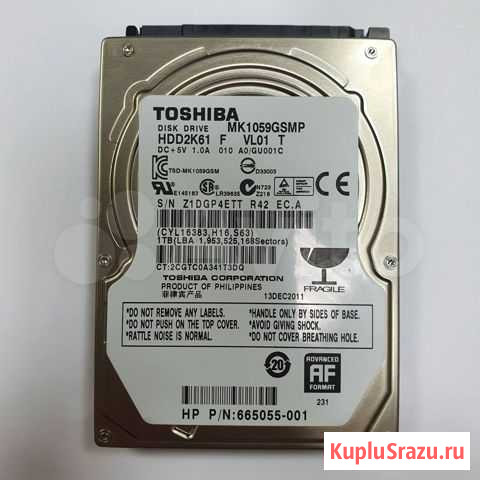 Toshiba MK1059gsmp 1Tb sata2, гарантия Новосибирск - изображение 1