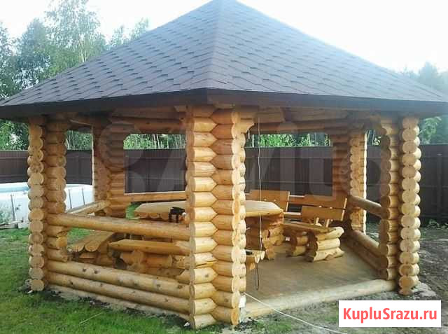 Беседка 4000*4000 шестигpaнная из бревна 200 mm Санкт-Петербург - изображение 1