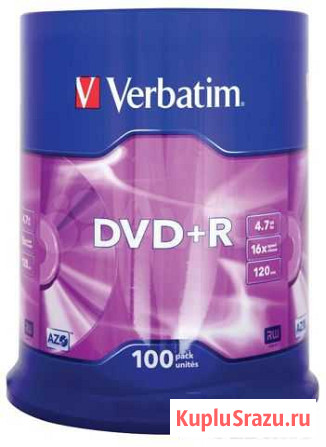 Оптический диск DVD+R verbatim 4.7Гб 16x, 100шт Самара - изображение 1