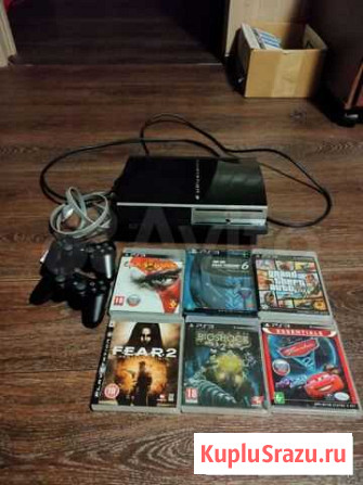 PS3 PlayStation 3 fat 40 Gb + 2 джойстика + 6 игр Шатура - изображение 1