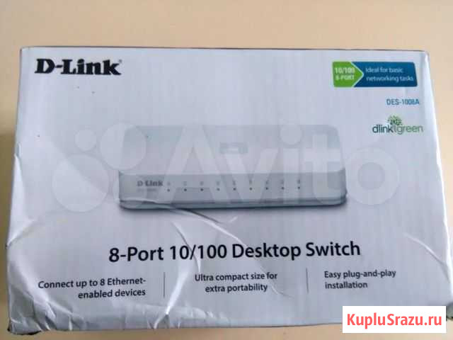 Коммутатор D-Link DES-1008A 8 port 100 мб/c Брянск - изображение 1