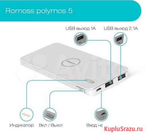 Внешний аккумулятор Romoss Polymos 5 Давлеканово - изображение 1