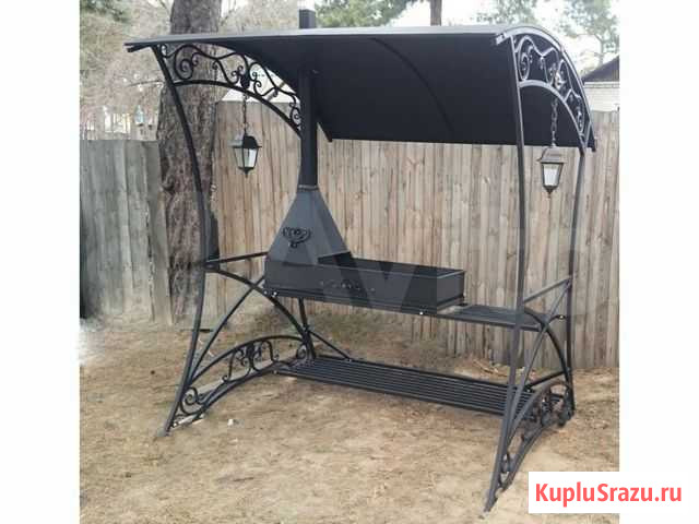 Кованый мангал с крышей и печкой под казан Белгород - изображение 1