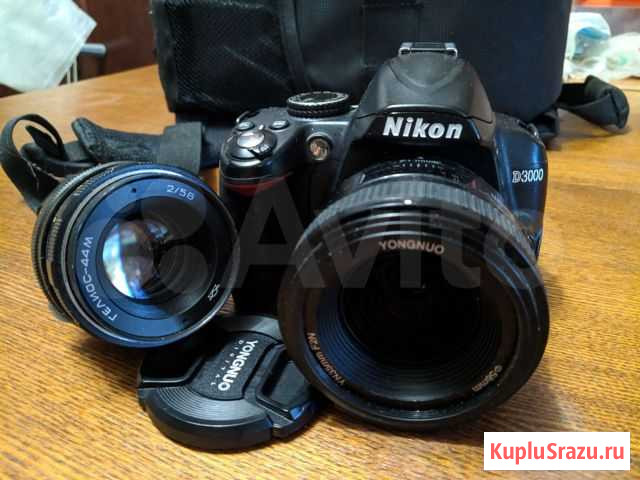 Зеркальный фотоаппарат Nikon D3000. +2 объектива Вольск - изображение 1