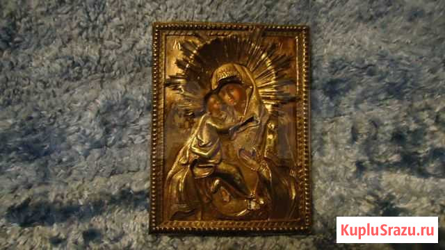 Старинная икона в серебряном окладе владимирскаябм Казань - изображение 1