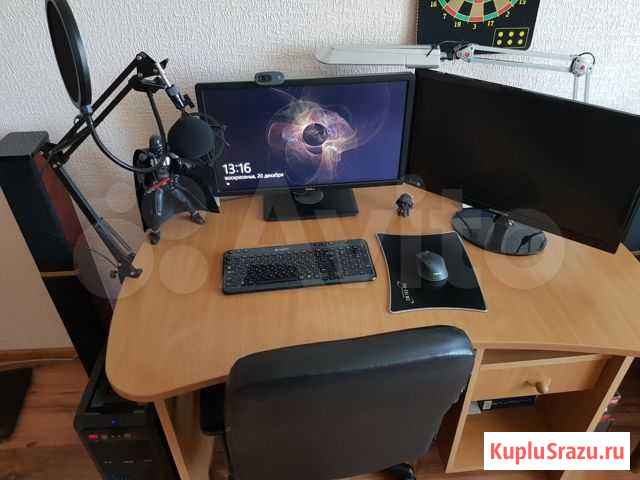 Игровой компьютер, 2 монитора, 2 акустики, столы Хабаровск - изображение 1